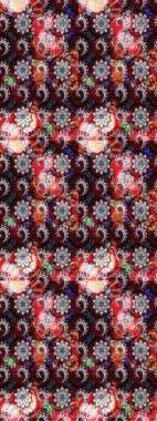 Raster illüstrasyonu. Küçük çiçekli basit bir çiçek çizimi. Kırmızı ve siyah renkte sevimli çiçekler. Moda baskısı, albüm, ambalaj kağıdı, duvar kağıdı için zarif dekoratif süslemeler..