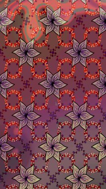 Kabile sanatı boho baskısı, klasik çiçek arkaplanı. Soyut etnik raster çizim kalıbı. Arkaplan dokusu, duvar kağıdı, kahverengi ve mor renkli çiçek teması.