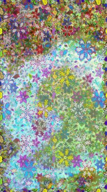 Kusursuz Renksiz Bahar Temalı Kusursuz Arkaplan. Sevimli çiçek raster deseni. Düz Çiçek Elementleri Tasarımı. Tarafsız ve yeşil renkte çiçekler.