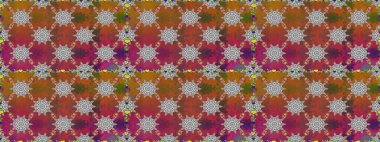 Renkli Bahar Temalı Kusursuz Arkaplan. Kahverengi renkli çiçekler. Raster illüstrasyonu. Çiçekli, suluboya desenli kusursuz çiçek deseni. Düz Çiçek Elementleri Tasarımı.