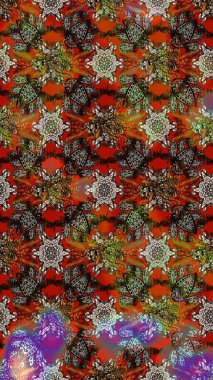 Kahverengi, gri ve kırmızı renkte çiçekler. Renkli Bahar Teması eskiz kalıbı. Raster illüstrasyonundaki çiçek desenli çizim. Düz Çiçek Elementleri Tasarımı.