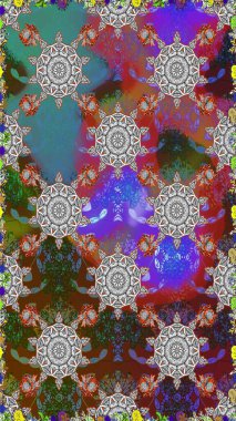 Raster - stok. Vadinin çiçekleri gri ve kahverengi renklerde. Kusursuz bir arka plan modeli. Suluboya, elle çizilmiş.