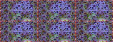 Kusursuz Renksiz Bahar Temalı Kusursuz Arkaplan. Sevimli çiçek raster deseni. Düz Çiçek Elementleri Tasarımı. Mor renkte çiçekler.