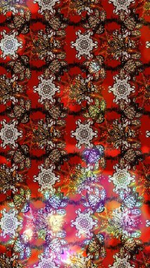 Düz Çiçek Elementleri Tasarımı. Renkli Bahar Teması eskiz kalıbı. Kahverengi, kırmızı ve siyah renkte çiçekler. Raster illüstrasyonunda çiçek deseni çizimi.