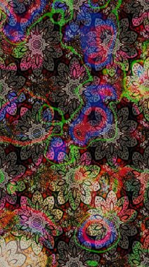 Şirin karalamalı çiçek desenli çizim. El yapımı çiçek ve bitki koleksiyonu. Raster illüstrasyonu. Raster illüstrasyonu. Eskiz tarzı siyah renkler.