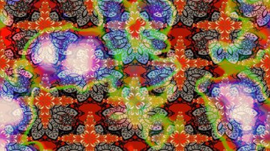 Bej ve nötr renklerde Asya tekstili. Raster illüstrasyonu. Çiçek desenini çiz.