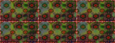 Raster illüstrasyonu. Kusursuz. Kahverengi ve yeşil renkli çiçekler. Şirin çiçek elementleri..