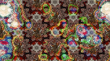 Raster illüstrasyonundaki çiçek desenli çizim. Kahverengi renkte çiçekler.