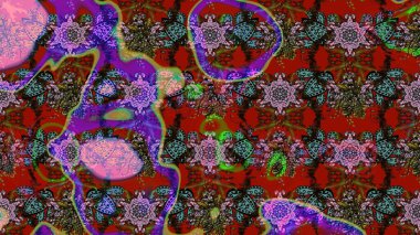 Robot resim. Raster illüstrasyonu. Küçük çiçekte sevimli çiçek deseni var..