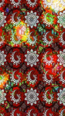 Kırmızı ve kahverengi renkte kırmızı ve kahverengi papatya deseni. Kırmızı ve kahverengi renklerde. Raster illüstrasyonu.