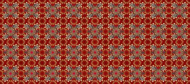 Geleneksel oryantasyon süsü. Kırmızı, kahverengi ve bej renklerdeki altın desenli altın elementler. Klasik klasik klasik arka plan. Kusursuz klasik raster altın desenli.