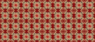 Kırmızı, kahverengi ve bej renklerdeki altın desenli altın elementler. Barok tarzında kusursuz bir doğulu süsü. Raster oryantal süs. Geleneksel klasik altın desen.