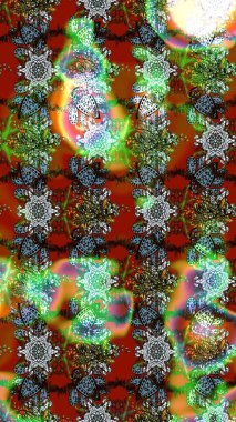 Çiçek deseni. Şatafatlı bahar bahçesi dokusu. Raster illüstrasyonu. Yeşil, kahverengi ve nötr renkler üzerine çiçek çizimi. Yeşil, kahverengi ve nötr renkte çiçekler.