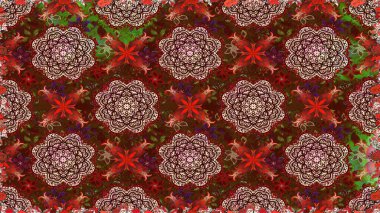 Küçük çiçekte hoş bir çiçek deseni var. Çiçeksel elementlerle süslenmiş zarif raster dokusu. Kahverengi ve kırmızı renklerde parlak çiçeklerle soyut ve pürüzsüz desen.