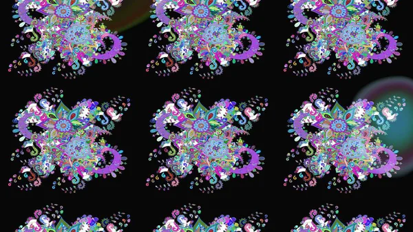 Çiçek tasarımı için inanılmaz bir kolaj cenneti tarzı. Çiçekli zambakların eskiz geçmişi. Parlak çiçekli kolaj çiçekleri siyah ve mavi.