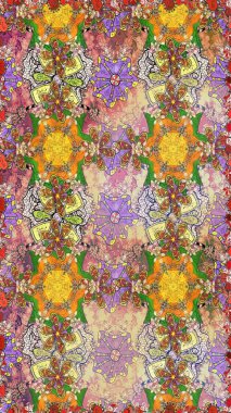 Tarafsız ve kahverengi renkte çiçekler. Raster illüstrasyonu. Kusursuz çiçek deseni duvar kağıdı için kullanılabilir.