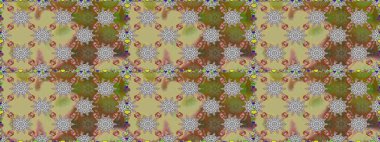 Çiçeklerle suluboya desenli çiçek deseni. Tarafsız ve kahverengi renklerde Asya tekstili. Raster illüstrasyonu.