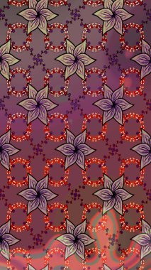 Arkaplan dokusu, duvar kağıdı, kahverengi ve mor renkli çiçek teması. Kabile sanatı boho baskısı, klasik çiçek arkaplanı. Soyut etnik raster çizim kalıbı.