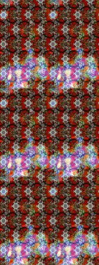 Nakış desenli çiçek deseni. Parmak izi, kumaş, duvar kâğıdı, tekstil için raster dokusu. Renkli grunge soyut arkaplanı colokahverengi ve kırmızı çiçeklerle zenginleştirir.