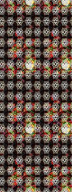 Düz Çiçek Elementleri Tasarımı. Süslü kumaş deseni. Renkli Bahar Teması eskiz kalıbı. Raster illüstrasyonunda çiçek deseni çizimi.