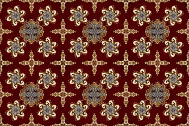 Noel altın kar tanesi kusursuz desen. Kahverengi, kırmızı ve bej renklerde altın kar taneleri. Sembol bayramı, yeni yıl kutlamaları, altın desenler. Kış kar dokusu duvar kağıdı.