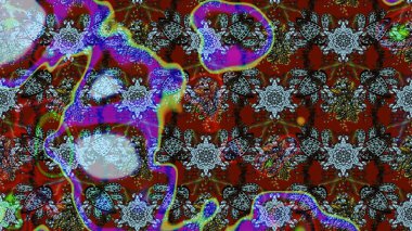 Çiçek desenli raster, kahverengi ve kırmızı çizgi grafik desenli soyut raster arkaplan. Modern stil dokusu.