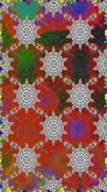 Kahverengi ve gri renkli şirin çiçek desenleri. Renkli Bahar Temalı Kusursuz Arkaplan. Düz Çiçek Elementleri Tasarımı. Raster Modaya uygun kumaş deseni.