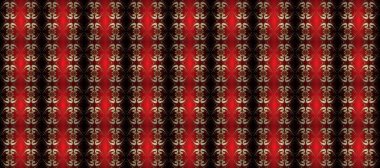 Klasik raster şablonu. Tekrarlayan elementlerle kusursuz soyut arkaplan. Kırmızı, kahverengi ve altın desenli.
