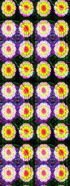 Patlayan çiçekler soyut olarak yerleştirilmiş. Raster deseni. Raster illüstrasyonu. Sarı ve gri renklerde bahar çiçekleri..