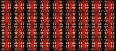 Klasik raster şablonu. Tekrarlayan elementlerle kusursuz soyut arkaplan. Kırmızı, kahverengi ve altın desenli.