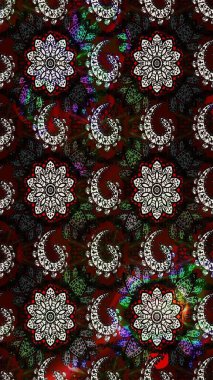 Tekstil, kumaş, ambalaj, hatıra defteri için hoş bir çiçek arkaplanı. Çocuksu tasarım. Siyah ve gri arka planda. Elle çizilmiş karalama çiçekleri ile Raster çizim deseni.