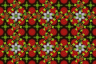 Çiçek deseni. Renkli Bahar Temalı Kusursuz Arkaplan. Raster kusursuz. Güzel kumaş deseni. Düz Çiçek Elementleri Tasarımı.