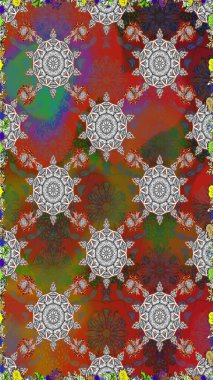 Kumaş, tekstil, duvar kağıdı baskısı için. Raster illüstrasyonu. Kusursuz bir geçmişi var. Tomurcukları papatya çiçekleri olan sevimli bir çiçek deseni. Eski usul. Miles Fleur, dandik süs.