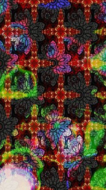 Süslü kumaş deseni. Düz Çiçek Elementleri Tasarımı. Raster illüstrasyonundaki çiçek desenli çizim. Renkli Bahar Teması çizim şablonu.