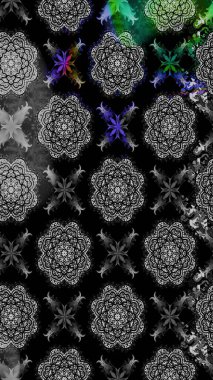 Siyah renkli çiçekler. Raster Illustrasyon 'daki Çiçek Deseni' nin son moda çizimi. Renkli Yaz Temalı eskiz kalıbı. Düz Çiçek Elementleri Tasarımı.