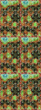 İslam tasarımı. Raster altın tekstil baskısı. Çiçek kiremitleri. Kusursuz desenli oryantal süs. Altın elementlerle kahverengi renklerde altın desen.