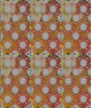 Yumuşak, bahar çiçekleri kahverengi ve gri renklerde. Raster illüstrasyonu. Yaprak ve çiçeklerin suluboya resmi, kahverengi ve gri renklerde pürüzsüz desen.