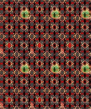 Siyah ve kırmızı renkte çiçekler. Raster illüstrasyonu. Küçük çiçekte sevimli çiçek deseni var..