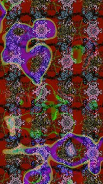 Renkli Bahar Teması eskiz kalıbı. Raster illüstrasyonu. Düz Çiçek Elementleri Tasarımı. Çiçek deseni. Chichi kumaş deseni çiz.