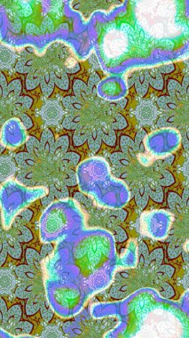 Çiçek yeşili ve mavi çizim deseni. Klasik taslak çizimi. Raster çiçek izi..