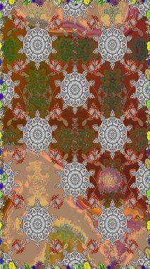 Düz Çiçek Elementleri Tasarımı. Renkli Bahar Temalı Kusursuz Arkaplan. Raster Şirin kumaş deseni. Kusursuz bağbozumu.