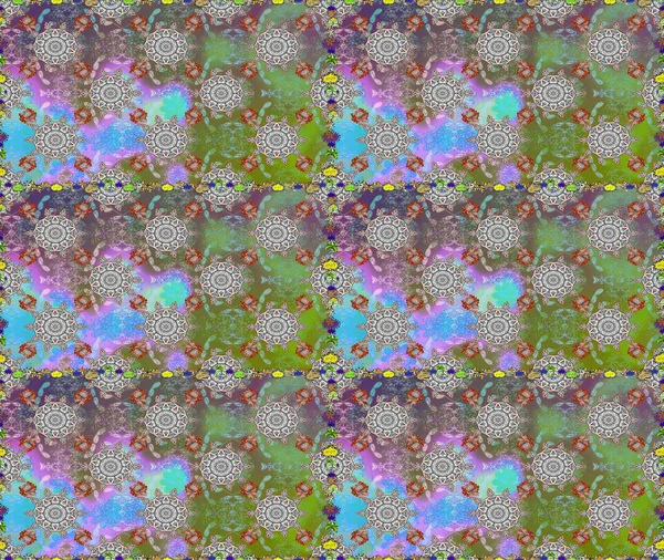 Düz Çiçek Elementleri Tasarımı. Renkli Bahar Temalı Kusursuz Arkaplan. Gri ve yeşil renkli şirin çiçek desenleri. Raster Modaya uygun kumaş deseni.