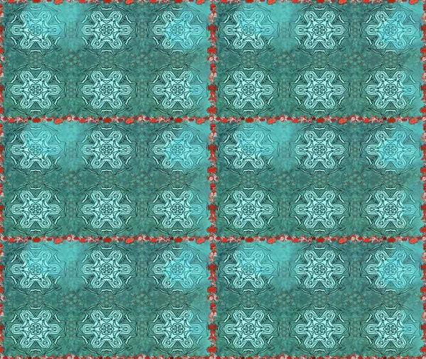 Raster düz çiçekleri pürüzsüz desen. Mavi ve yeşil renkli çiçekler. Tasarım hediye paketi, tebrik kartları, posterler ve afiş tasarımı.