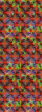 Çiçekli zambakların eskiz geçmişi. Çiçek tasarımı için inanılmaz bir kolaj cenneti tarzı. Parlak çiçekli kolaj çiçekleri kırmızı ve kahverengi.