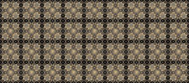 Altın çiçeklerle renklendirilmiş altın rengi kusursuz desen. Senin tasarımın için, duvar kağıdı. Raster geometrik arka plan. Altın rengi kusursuz illüstrasyon.