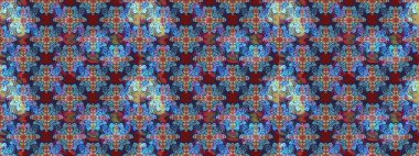 Sevimli çiçek raster deseni. Mavi renkli çiçekler. Renkli Bahar Teması eskiz kalıbı. Düz Çiçek Elementleri Tasarımı.