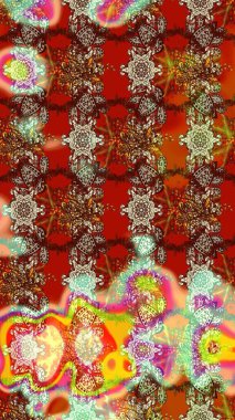 Şatafatlı bahar bahçesi dokusu. Raster illüstrasyonu. Çiçek deseni. Kahverengi renkte çiçek eskizi. Kahverengi renkte çiçekler.