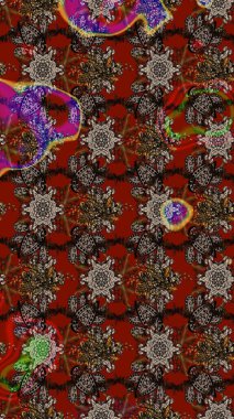 Güzel çiçek deseni. Düz Çiçek Elementleri Tasarımı. Renkli Bahar Teması eskiz kalıbı. Çiçekler kahverengi, kırmızı ve gri renklerde.