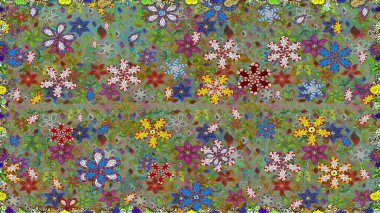 Arkaplan dokusu, duvar kağıdı, yeşil ve nötr renklerde çiçek teması. Soyut etnik raster kusursuz desen. Kabile sanatı boho baskısı, klasik çiçek arkaplanı.