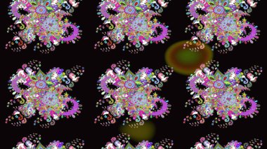 Siyah ve yeşil renkli çiçekler. Şirin çiçek elementleri. Robot resim. Raster illüstrasyonu.